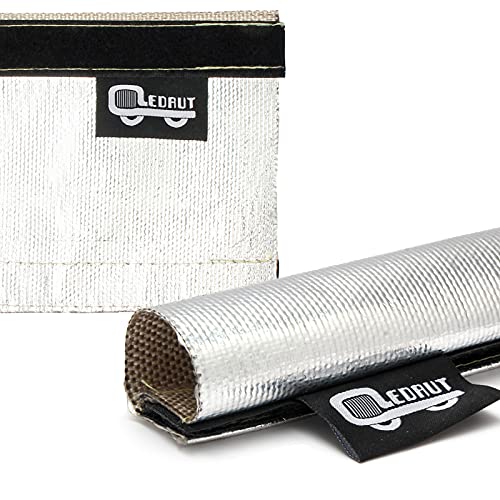 Heat Shroud Sleeve Aluminized 2 Pcs for Ultimate Heat Protection Hose Wire Shield 1-1/4''I.D. x 10FT, with 20 Pcs 7.8Inch Stainless Steel Cable Metal Zip Ties - size: 2*1-1/4''I.D. x 10FT