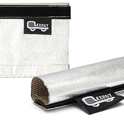 Heat Shroud Sleeve Aluminized 2 Pcs for Ultimate Heat Protection Hose Wire Shield 1-1/4''I.D. x 10FT, with 20 Pcs 7.8Inch Stainless Steel Cable Metal Zip Ties - size: 2*1-1/4''I.D. x 10FT