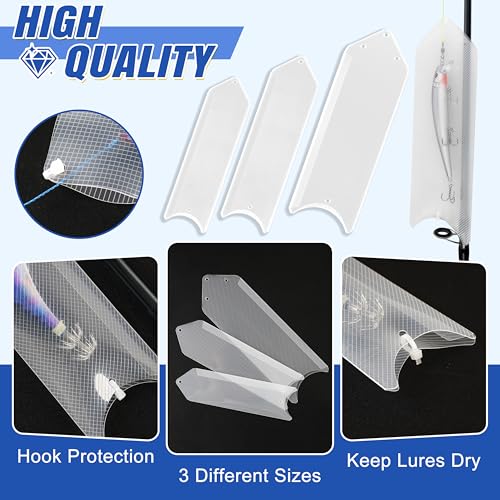 SILANON Fishing Lure Sleeves Wraps 10pcs Durable Clear Lure Sleeves Covers with Nylon Cable Ties Keep Fishing Safe Fishing Hook Covers Bait Storage Protector Easily See Lures for Fishing Rod - size: 10pcs-Medium(8.27in*2.36in)