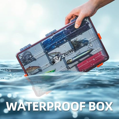 RUNCL Fishing Tackle Box, Waterproof Airtight Stowaway, 3600/3700 Tray Tackle Box with Adjustable Dividers, Plastic Storage Organizer(4pcs 3600) - color: 4pcs 3600