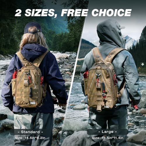 Ghosthorn Fishing Backpack with Tackle Boxes Fish Lip Gripper Pliers Lures Waterproof Tackle Bag with Rod Holder Fishing Gear - color: Khaki, size: Large