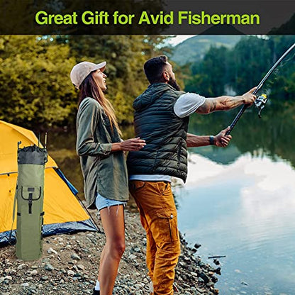 DONQL Fishing Rod Bags, Outdoor Fishing Pole Case, Multifunction Camping Portable Travel Carry Cases Backpack, Fishings Rod and Reel Case Holds 5 Poles & Rig Tackles, Fishings Gift for Men - color: Dark Green