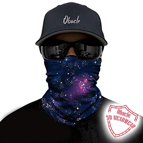 Obacle Seamless Face Mask Rave Bandana Men Women for Dust Sun Wind Protection - color: Starry Sky Purple Pink