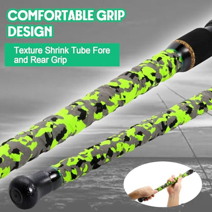 Sougayilang Surf Spinning Fishing Rod Carbon Travel Surf Rod M/MH 3 Piece Spinning Fishing Rod 9'/10'/11'/12' - color: green, size: 9ft-Spinning-3Pc-M