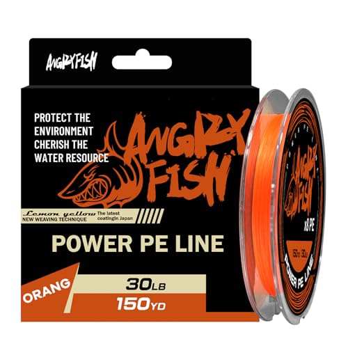 ANGRYFISH 8 Strand Braided Fishing Line, Hi Vis PE Fishing Line, 6LB-50LB | Zero Stretch - Low Memory - Ultra Strong & Abrasion Resistant - Thinner Diameter for Longer Casts - Saltwater/Freshwater - color: Orange, size: 25LB(300Yds)