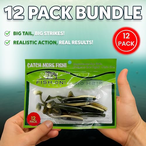 Soft Plastic Paddle Tail Swimbaits – 3 1/4", 4" & 5" Soft Plastic Fishing Lures with Extra-Large Tail for Lifelike Swimming Action – Freshwater & Saltwater - color: Mad Minnow, size: 3 1/4 Inch - 12 Pack