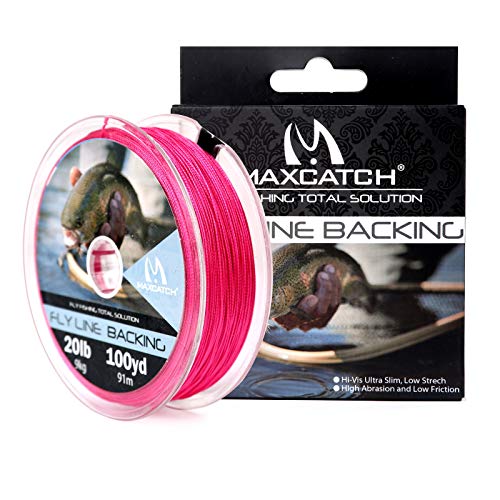 M MAXIMUMCATCH Maxcatch Braided Fly Line Backing for Fly Fishing 20/30lb(White, Yellow, Orange, Black&White, Black&Yellow, Blue, Pink, Green, Purple) - color: Pink, size: 20lb,300yards