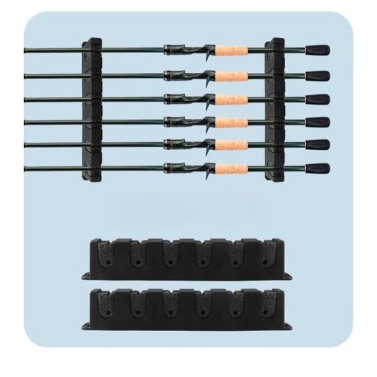 Wall-Mounted Modular Fishing Rod Holder, Heavy-Duty 6-Slot Rack, Horizontal/Vertical Mount for Garage Cave Fishing Gear Storage (BLACK) - color: BLACK