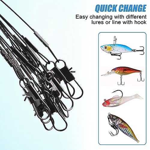 Fishing Leader Rigs Saltwater Freshwater Stainless Steel Wire Leader Fishing Rigs with Swivels Snaps Beads 1-3 Arms Saltwater Rig Wire Bottom rigs for Trolling Pier Surf Fishing Tackle - color: Black-2 Arm-12pcs