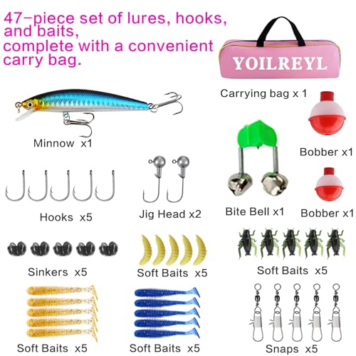 Collapsible Telescopic Fishing Rod and Reel Combo Push Button Small Fishing Pole Kit Beginner Youth Boys Fishing Starter Set Tackle - color: Pink, size: 5.9FT