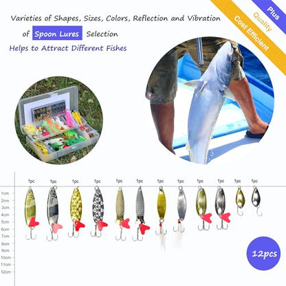 EXAURAFELIS Fishing Lures,Tackle Box with Tackle Included, Crankbaits, Spoon, Shrimp Worm Bait, Hooks,Weights & Other Accessories, Fishing Lures kit Lure Set for Bass Trout Salmon - color: Black-399pcs