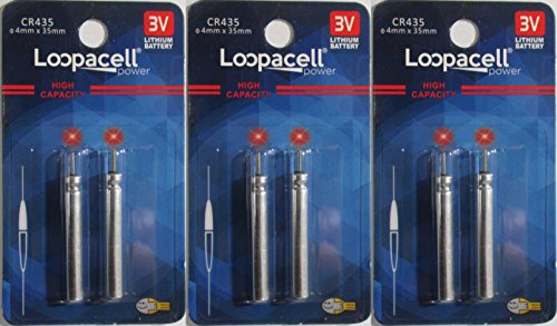 LOOPACELL 6 CR435 BR435 435 Lithium Pin Type Cell 3V for Fishing Lures, Floats, Fishing Bobbers, Pen Lights, Arrow Nocks, Pole Lights, LED Flashers Batteries