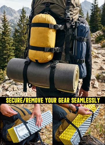 Molle Tactical Backpack Straps 24" Adjustable, Rush Tier System Molle Accessories for Military Assault Backpack Army Rucksack Attachment Nylon Compression Tie Down Strap for Tripod Gear, Sleeping Bag - color: Black 4Packs, style: Style B