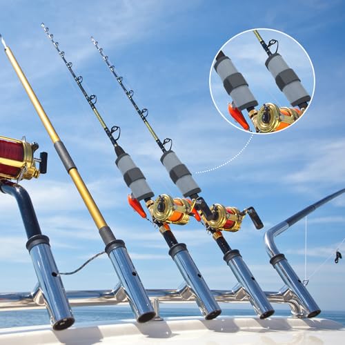 Tioncy 6 Pack Fishing Lure Covers 6 Inch Bait Gloves Lure Wrap Fishing Hook Cover Easily See Bait Storage Protector Guard to Keep Fishermen Safe for Rod - color: Gray