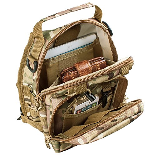 FAMI Outdoor Tactical Bag Backpack, Military Sport Bag Pack Sling Shoulder Backpack Tactical Satchel for Every Day Carry (CP) - color: Cp
