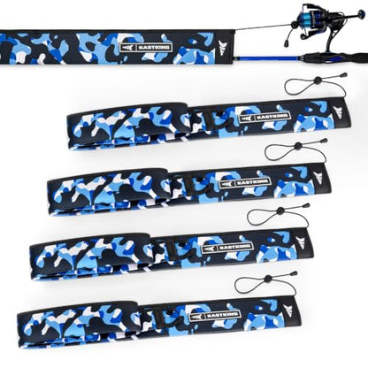 KastKing MeshGuard Camo Neoprene Fishing Rod Socks, Fishing Rod Sleeve, Floating Rod Sleeves, Adjustable Lanyard & Built-in Hanging Loop, Fits Casting, Spinning, and Fly Rods - color: Blue Camo 4 Pcs, style: Spinning