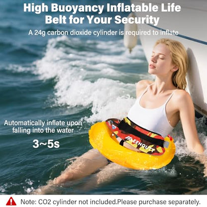 Automatic Inflatable Belt Pack Water Sports Jacket Waist Belt PFD for SUP Paddleboarding Fishing Boating Kayaking（fit 80-330 lbs） (Red camouflage) - color: Red camouflage