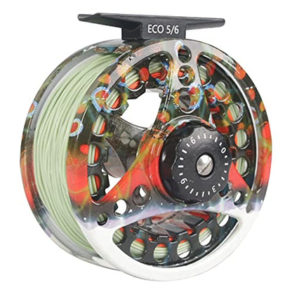 M MAXIMUMCATCH Maxcatch ECO Large Arbor Fly Fishing Reel (3/4wt 5/6wt 7/8wt) and Pre-Loaded Fly Reel with Line Combo - color: Brook Trout (With Line Pre-loaded), size: 3/4 weight