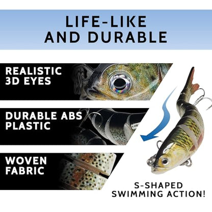 DMSE Fishing Lures for Bass Trout Crappie, Lifelike Swimbait Soft Plastic Baits with 3D Realistic Eyes, Slow Sinking Action for Freshwater and Saltwater Fishing Gifts for Men