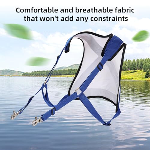 PELLOR Fishing Shoulder Back Harness, Ultralight Fishing Rod Holder Vest, Adjustable Sea Fishing Vest Tackle Equipment for Fishing Big Fish