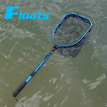YVLEEN Floating Fishing Net - Folding Fishing Landing Net with Rubber Coating Mesh for Easy Fish Catch and Release, Fishing Net for Freshwater and Saltwater - color: B: Blue(Telescopic Pole)