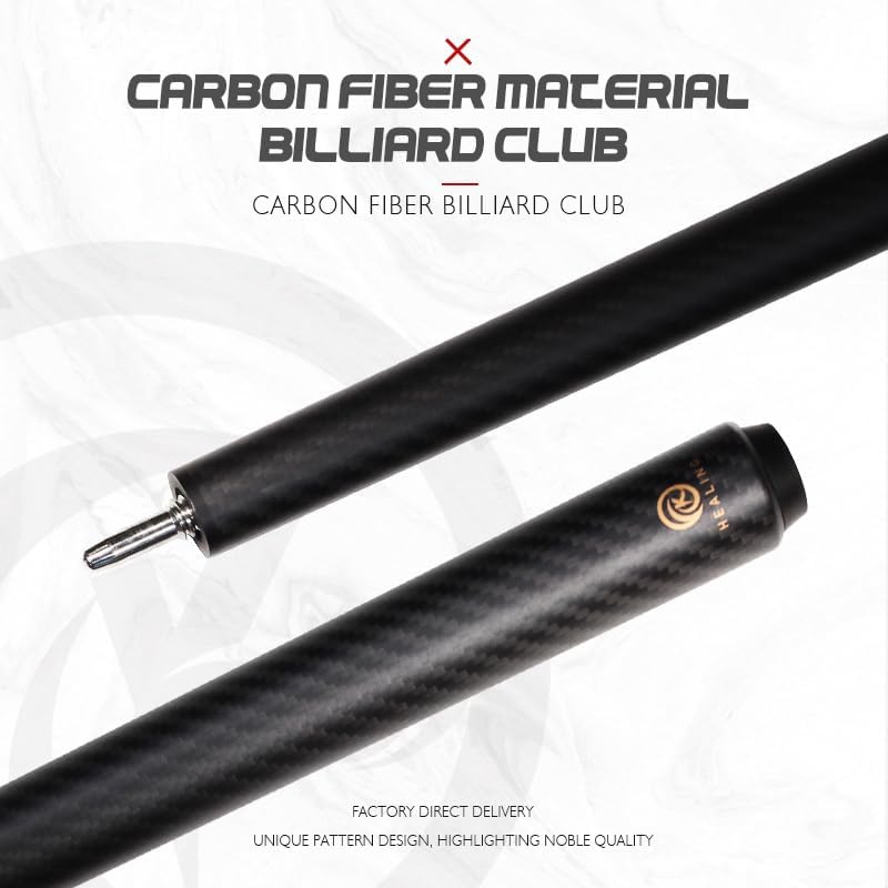58" Carbon Fiber Pool Cue with 12.4mm Tip - Includes Premium Case & Glove for Amateur & Professional Players (Black-2)