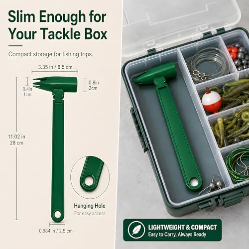 Live Bait Catcher Tool, Fishing Bait Holder and Hooking Aid | For minnows, earthworms, and shrimp during hook setup; compact green design stores easily in a tackle box.