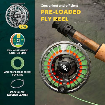 SF SF-003 Pro Fly Fishing Reel for Freshwater,CNC Precision Machining Process,Mid Arbor Design,Smooth Drag System,Lightweight Aluminum Body - size: 7/8wt, style: Gunmetal Gray & Black Kt1