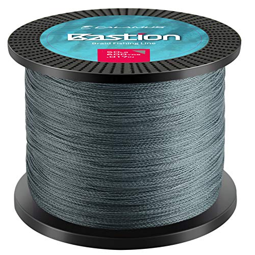 Calamus Bastion Braided Fishing Line -Abrasion Resisting Braided Lines – Thin Diameter Superline – Zero Stretch – 4 Strand MultiTuf Fiber Braid Line - color: X4-Gray, size: 20 LB - 150 Yds
