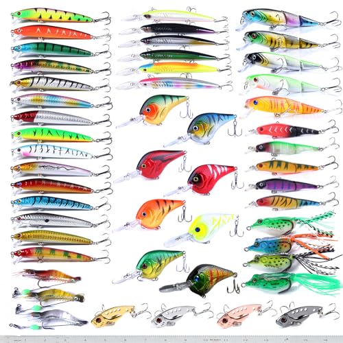 Fishing Lures Kit Minnow Popper Crank Baits Freshwater Bass Fishing Baits Set - color: DYP50PCSA