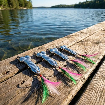 Gag Fishing Lures Set Metal Luminous Sequin Spoons Funny Top Water Bass Fishing Lures Fishermen Gear Spinner Baits Freshwater Saltwater Equipment Fishing Hook for Fishing Lover Men - color: Silver