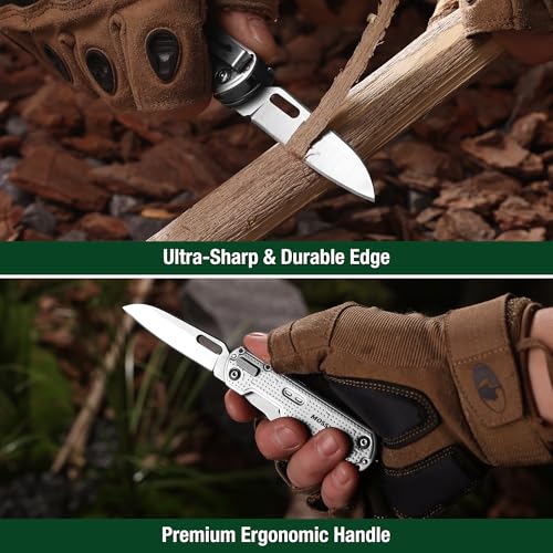 Mossy Oak 13-in-1 Multitool Pocket Knife, Razor-Sharp Stainless Steel Multitool Knife with Clip, Tiny Tools with Scissors, Opener, Screwdriver, Glass Breaker for Camping, Survival, Hiking, Daily Tasks