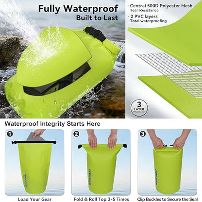 MARCHWAY Floating Waterproof Dry Bag Backpack 5L/10L/20L/30L/40L, Roll Top Sack Keeps Gear Dry for Kayaking, Rafting, Boating, Swimming, Camping, Hiking, Beach, Fishing - color: Bright Yellow, size: 10L