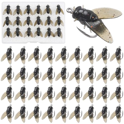 Bionic Fly Fishing Bait, 18/36pcs Fly Fishing Flies Lures Kit Trout Jigs Swimbait Dry Flies Trout Panfish Lures Freshwater Saltwater Flies Fly Fishing Hook Artificial Soft Bait - style: Black-36pcs