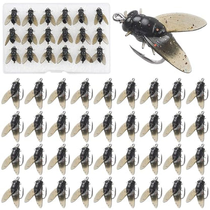 Bionic Fly Fishing Bait, 18/36pcs Fly Fishing Flies Lures Kit Trout Jigs Swimbait Dry Flies Trout Panfish Lures Freshwater Saltwater Flies Fly Fishing Hook Artificial Soft Bait - style: Black-36pcs