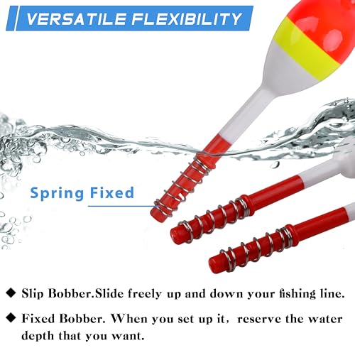 AGOOL Slip Bobbers Wood Fishing Floats and Bobbers Spring Bobbers Stick Slip Bobbers for Crappie Fishing Bobbers for Crappie Panfish Walleyes Trout Bass Fishing 5/10pcs - color: 1.18 x 0.79 x 3.54 inch - 5pcs