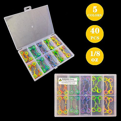 Crappie Jig Heads, 40packs Fishing Jig Heads Hooks Swimbait Jig Head 1/32oz 1/16oz 1/8 oz Fishing Jigs Heads for Crappie Bass Fishing - color: 1/8oz-40packs