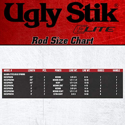 Ugly Stik Elite Salmon/Steelhead Spinning Fishing Rod - size: 8'6" - Heavy - 2pc, style: Old Model