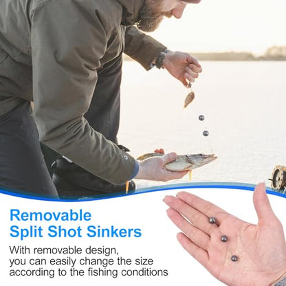 Split Shot Fishing Weights, 100pcs Round Split Shots Fishing Sinkers Removable Egg Weights Sinkers Clip On Weight Fish Line Sinker Tackle for Saltwater Freshwater - size: 2.5g-100pcs