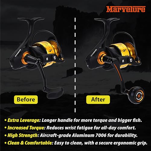Titan Series Foldable Power Handle Compatible for Penn Spinfisher VI VII, Slammer III IV Spinning Reel (Not for Spinfisher Long Cast/V/SS) - size: For Slammer/Spinfisher 9500-10500 Thread