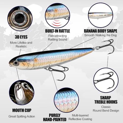 LUCKY CRAFT Sammy 100, Topwater Walking The Dog Action Freshwater Lake Bass Fishing Champion Bait - color: 380 Silver Cheek Chartreuse Shad, size: 100
