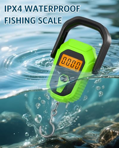 Fish Scale with Lip Gripper, Waterproof Digital Fish Scale, 110lb/50kg Hanging Fish Weight Scale, Portable Luggage Scale with Tape Measure, LCD Backlit, Batteries, for Home Fishing, Green - color: Green