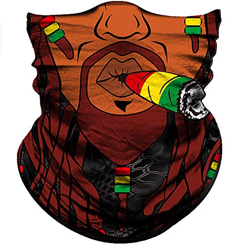 Obacle Bandana Face Mask Neck Gaiter Tube Mask Men Women for Sun Dust Protection - color: Brown Sharp Face With Colorful Cigar