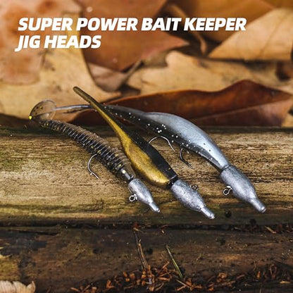 30PCS Fishing Jig Heads & Offset Worm Hooks, High-Carbon Steel for Straight-Rig Soft Plastics, Curly Tails & Stickbaits, Ideal for Vertical Jigging & Micro Fishing, Freshwater & Saltwater - size: 1/8oz