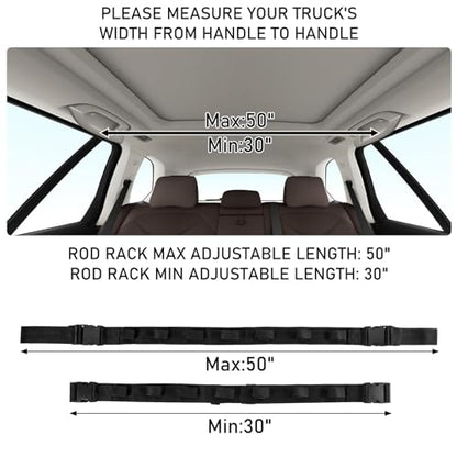 Dr.Fish Car Fishing Rod Holder, 5/7 Rod Adjustable Fishing Pole Rack | Durable Nylon, Adjustble Roof-top Holder Rack for Vehicles, Pick Up, Full Size SUV. Available in 5 or 7 rod Capacity - size: 7 Rod Buckle Mount, 30-50"