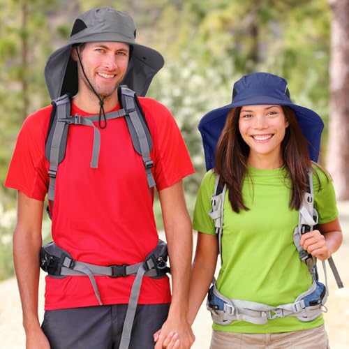 Xuhal 12 Pcs Fishing Sun Hat for Men Women Wide Brim UV Sun Protection Cap Summer Outdoor Hiking Hat Neck and Face Flap - color: Dark Gray, Light Gray, Military Green, Navy Blue