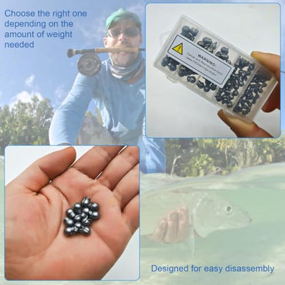 SANWEAL120PCS/200PCS Fishing Weights Sinkers - Premium Split ShotFishing Weights Sinkers - Round Removable Fishing Sinkers - 5/6 Sizes - style: Duckbill/120