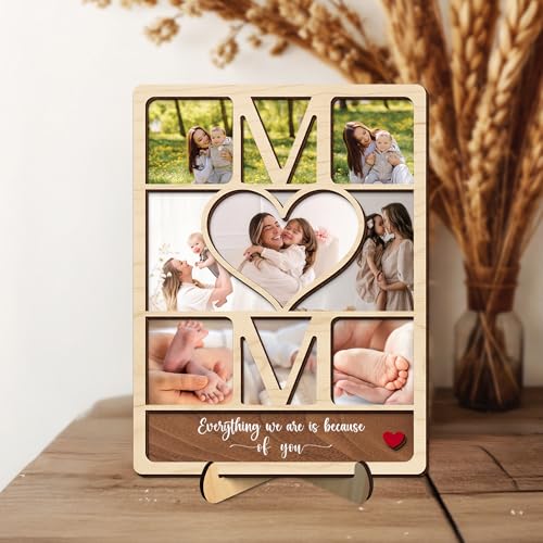 Personalized Wooden Mom Picture Frame, Custom Mother's Day Frame with Photo, Best Mom Ever Gifts, Gift Ideas for Mum Birthday from Daughter Son, Meaningful Gifts for Wife From Husband - color: 0. Mom-02