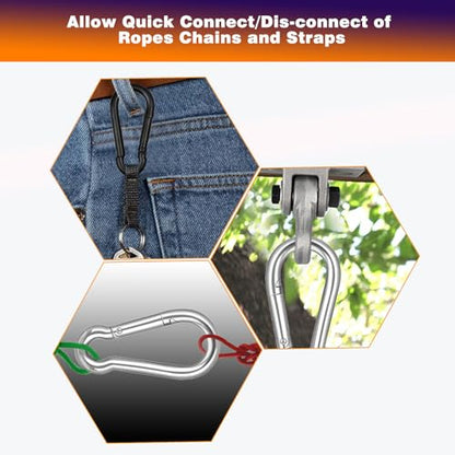 40PCS M4 Heavy Duty Carabiner Clip, 1.57Inch Snap Hook Quick Link Small Carabiner Clips,Spring Link Buckle for Fishing Camping Hammock Dog Leashes-110LBS Holding Capacity (Silver) - color: Silver, size: 40PCS-M4