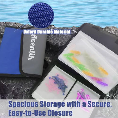 Aventik Fishing Tackle Organizer Case Soft Bait Binder Plastic Baits and Tackle Organized Removable Storage Pockets (L:Blue) - color: L:Blue